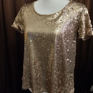 Sequin, layered short sleeve top. by Wishlist. S